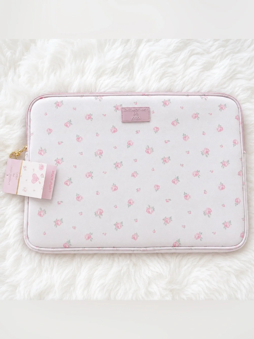 LoveShackFancy Blooming Heirloom Laptop Sleeve Strawberry Macaroon